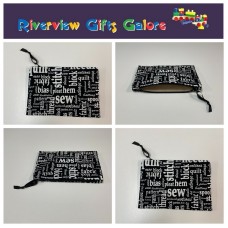 Zip Clutch / Purse / Bag / Pouch - Sewing Words on Black Zip Clutch / Purse / Bag / Pouch - Sewing Words on Black